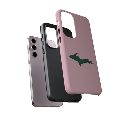 Michigan Upper Peninsula Tough Phone Case (Pink w/ Green UP Outline) | Samsung & Pixel Android