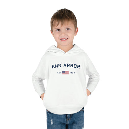 'Ann Arbor EST 1824' Hoodie (w/USA Flag Outline) | Unisex Toddler