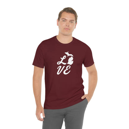 Michigan 'Love' T-Shirt (Retro Script Font) | Unisex Standard Fit