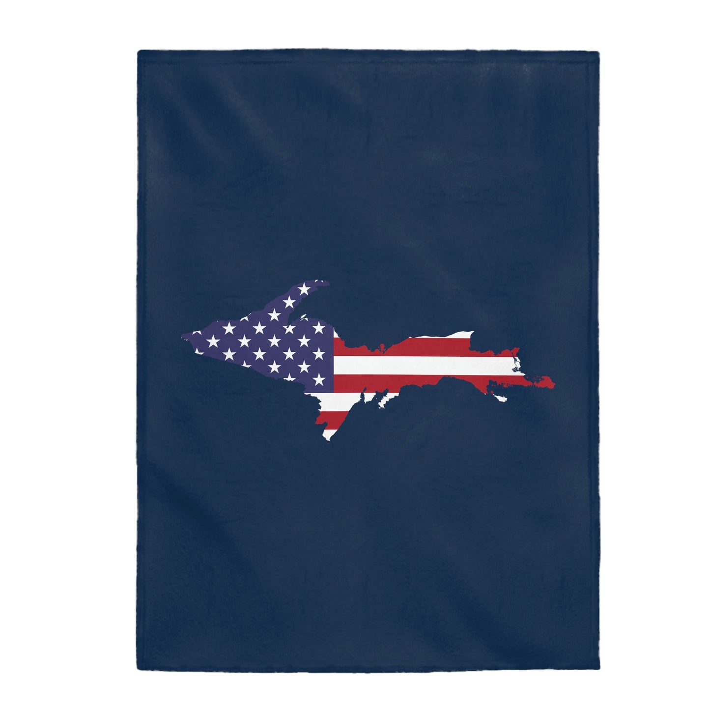 Michigan Upper Peninsula Plush Blanket (w/ UP USA Flag Outline) | Navy