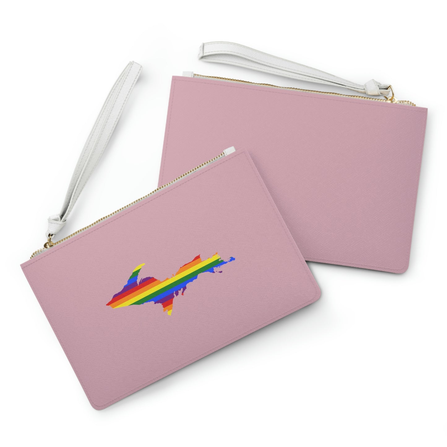 Michigan Upper Peninsula Clutch Bag (Pink w/ UP Pride Flag Outline)