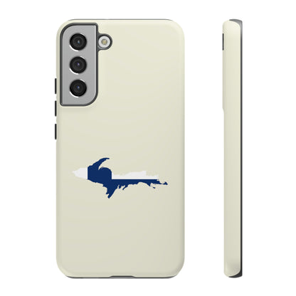 Michigan Upper Peninsula Tough Phone Case (Ivory Color w/ UP Finland Flag Outline) | Samsung & Pixel Android