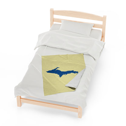 Michigan Upper Peninsula Plush Blanket (w/ Azure UP Outline) | Canary Yellow