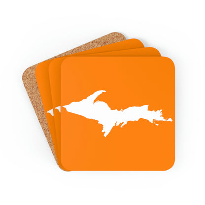 Michigan Upper Peninsula Coaster Set (Orange w/ UP Outline) | Corkwood - 4 pack