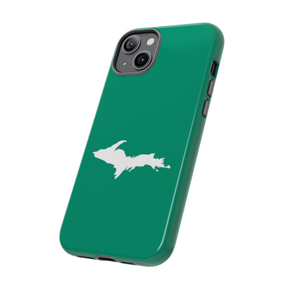 Michigan Upper Peninsula Tough Phone Case (Emerald Green w/ UP Outline) | Apple iPhone