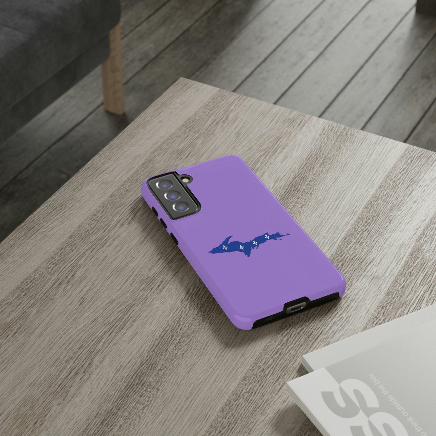 Michigan Upper Peninsula Tough Phone Case (Lavender w/ UP Quebec Flag Outline) | Samsung & Pixel Android