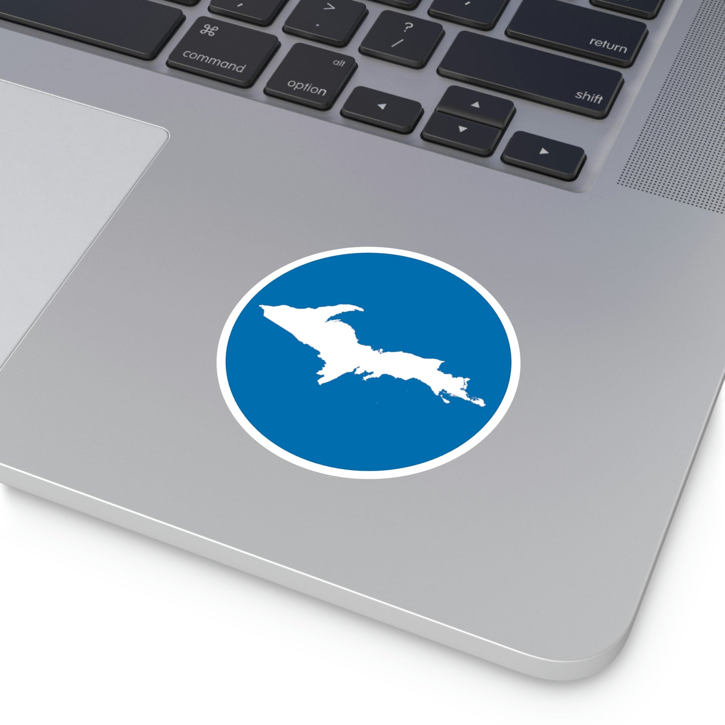 Michigan Upper Peninsula Round Stickers (Azure w/ UP Outline) | Indoor\Outdoor