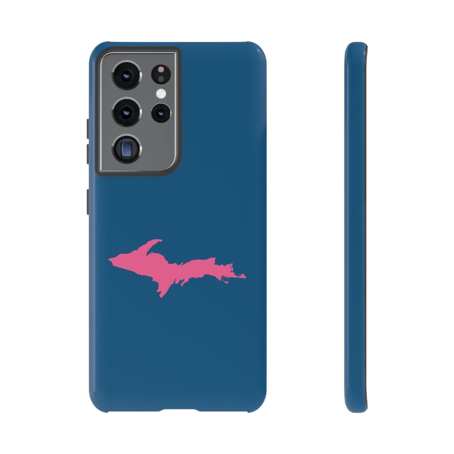 Michigan Upper Peninsula Tough Phone Case (Blueberry w/ Pink UP Outline) | Samsung & Pixel Android