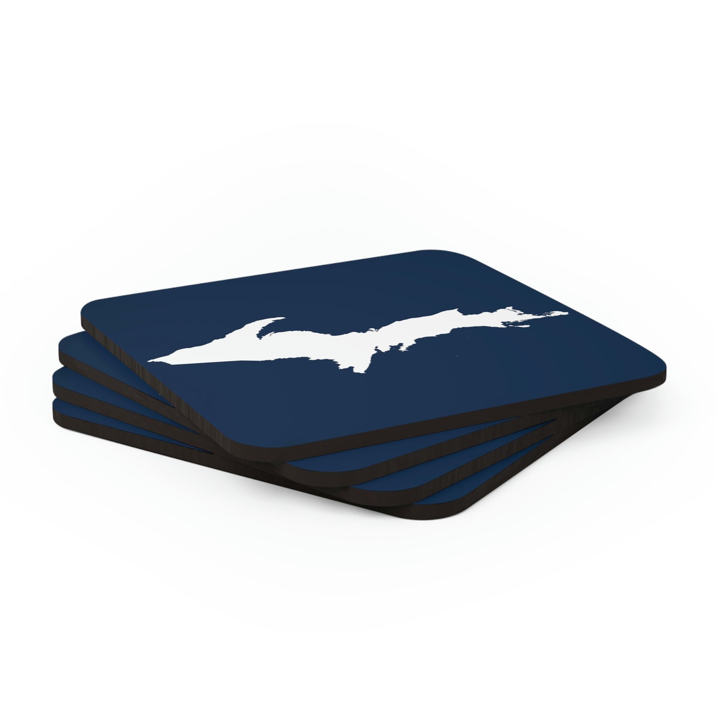 Michigan Upper Peninsula Coaster Set (Navy w/ UP Outline) | Corkwood - 4 pack