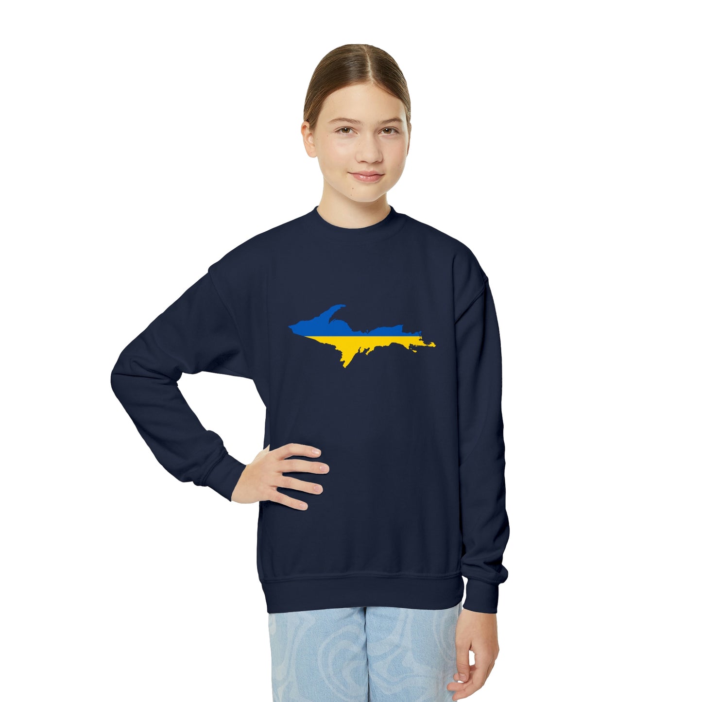 Michigan Upper Peninsula Youth Sweatshirt (w/ UP Ukraine Flag Outline)