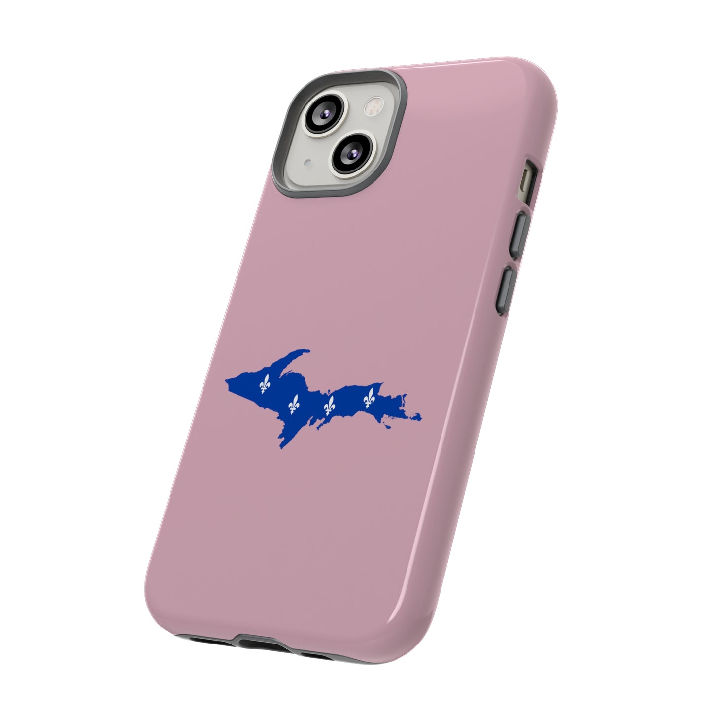 Michigan Upper Peninsula Tough Phone Case (Pink w/ UP Quebec Flag Outline) | Apple iPhone