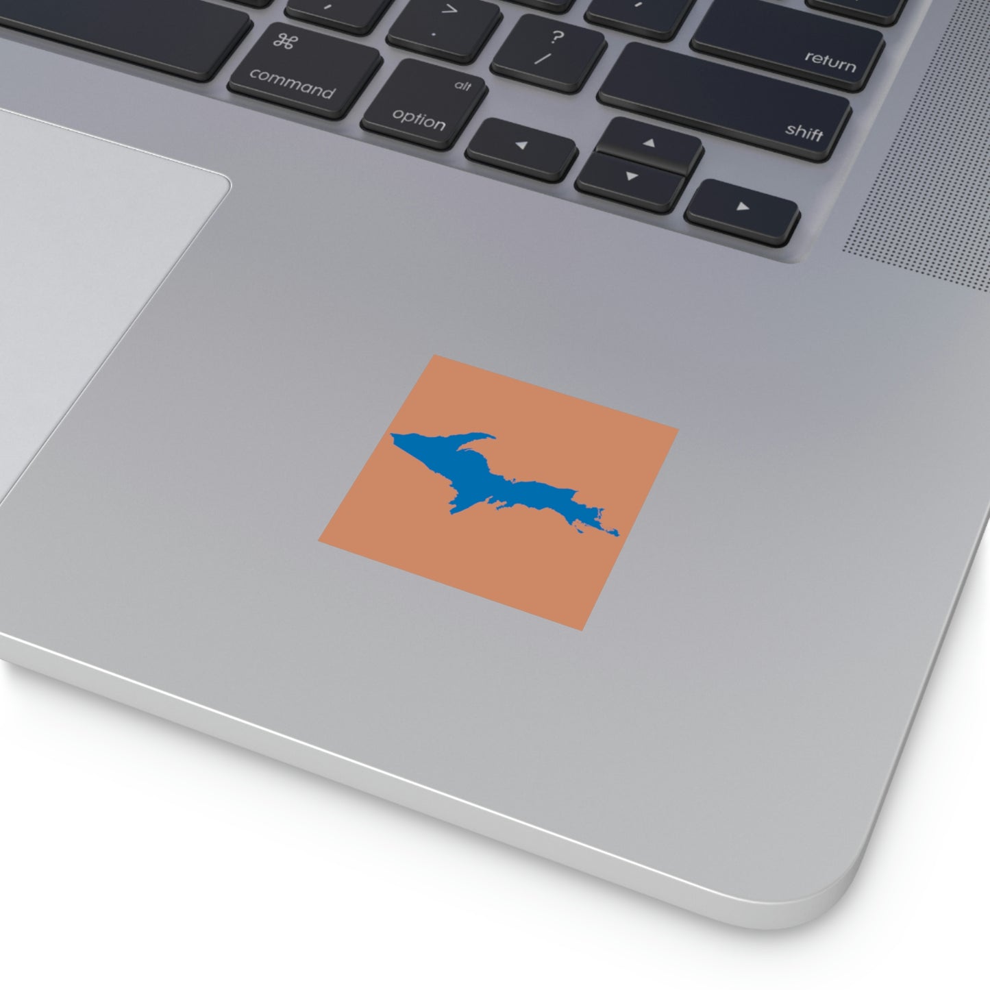 Michigan Upper Peninsula Square Sticker (Copper Color w/ Azure UP Outline) | Indoor/Outdoor