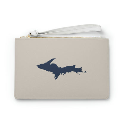 Michigan Upper Peninsula Clutch Bag (Natural Canvas Color w/ Navy UP Outline)