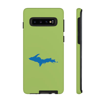 Michigan Upper Peninsula Tough Phone Case (Gooseberry Green w/ Azure UP Outline) | Samsung & Pixel Android