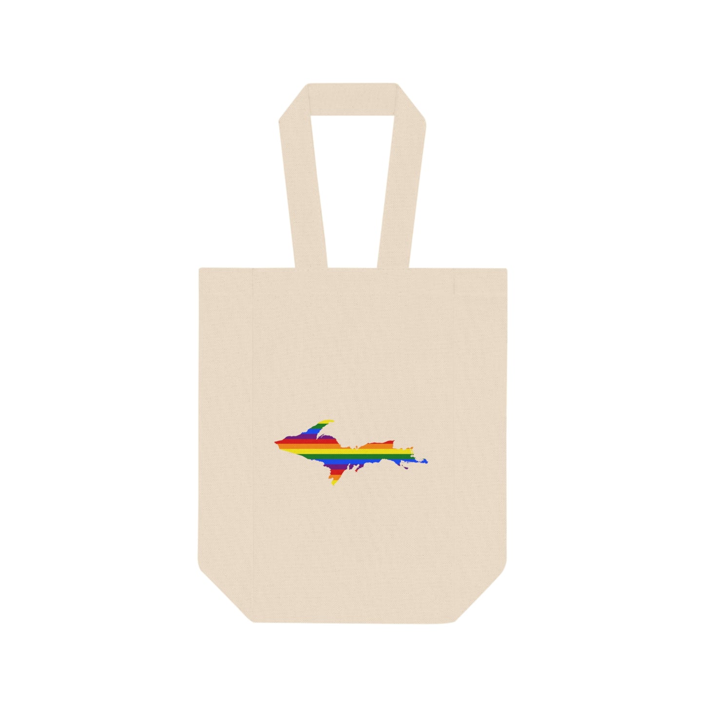 Michigan Upper Peninsula Double Wine Tote Bag (w/ UP Pride Flag Outline)