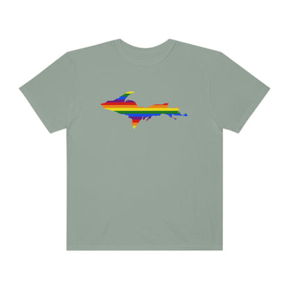 Michigan Upper Peninsula T-Shirt (w/ UP Pride Flag Outline) | Unisex Garment-Dyed