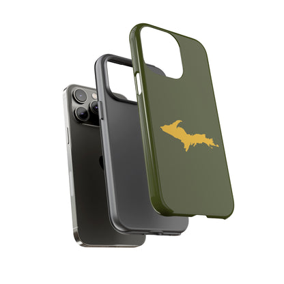 Michigan Upper Peninsula Tough Phone Case (Army Green w/ Gold UP Outline) | Apple iPhone