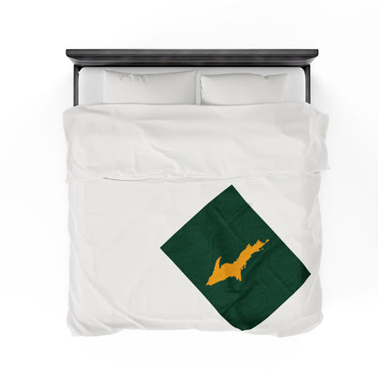 Michigan Upper Peninsula Plush Blanket (w/ Gold UP Outline) | Superior Green