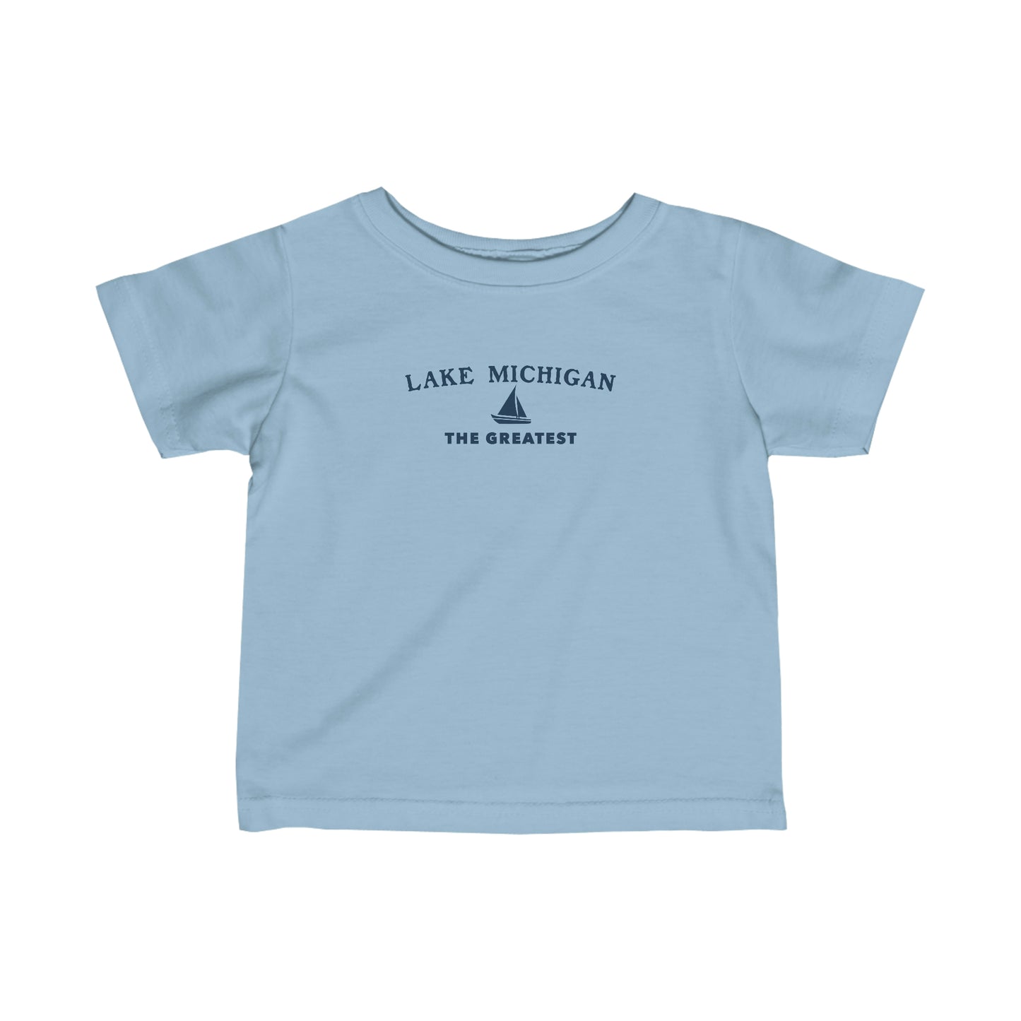 'Lake MIchigan The Greatest' T-Shirt (w/ Sailboat Outline) |  Infant Short Sleeve