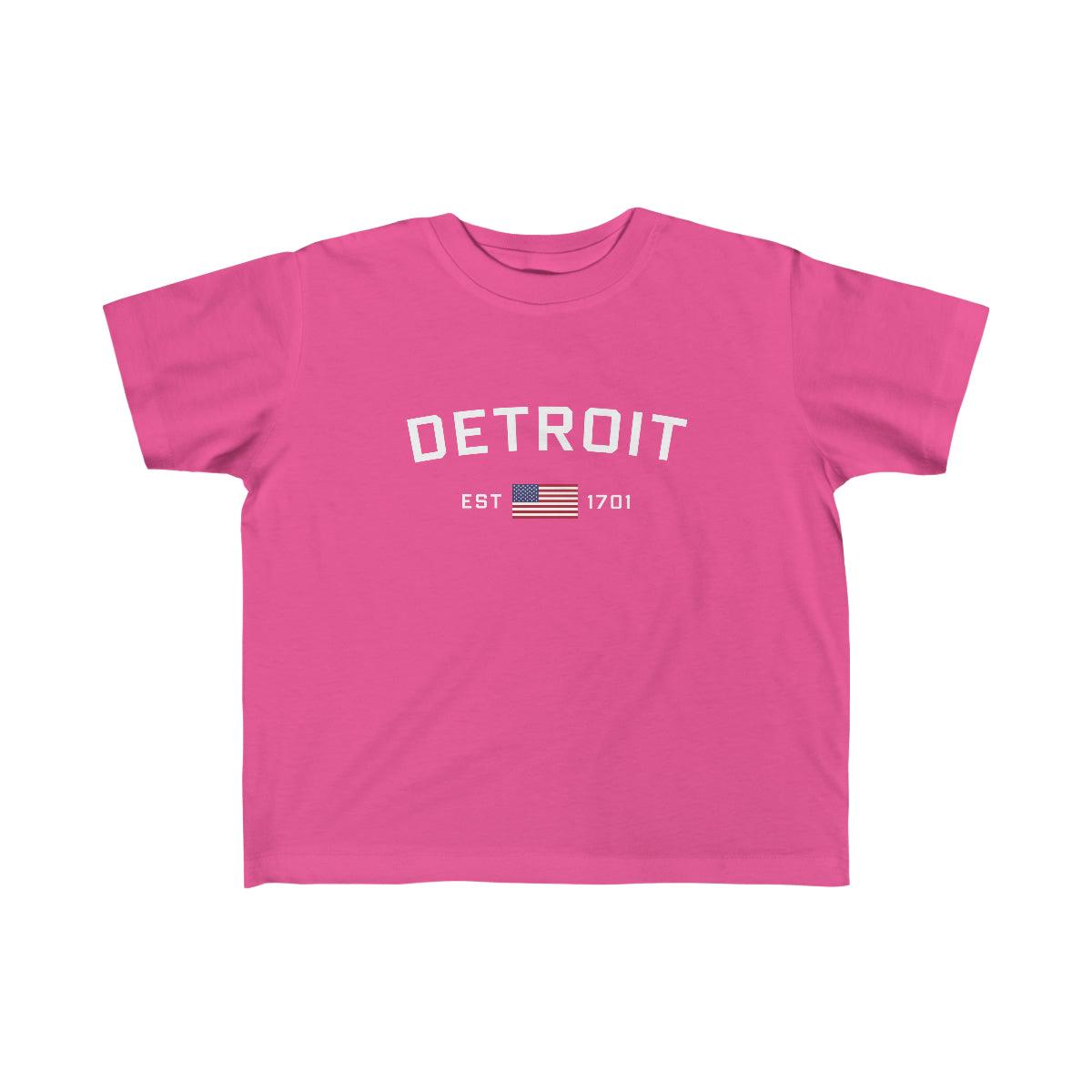 'Detroit EST 1701' T-Shirt (w/USA Flag Outline) | Toddler Short Sleeve - Circumspice Michigan