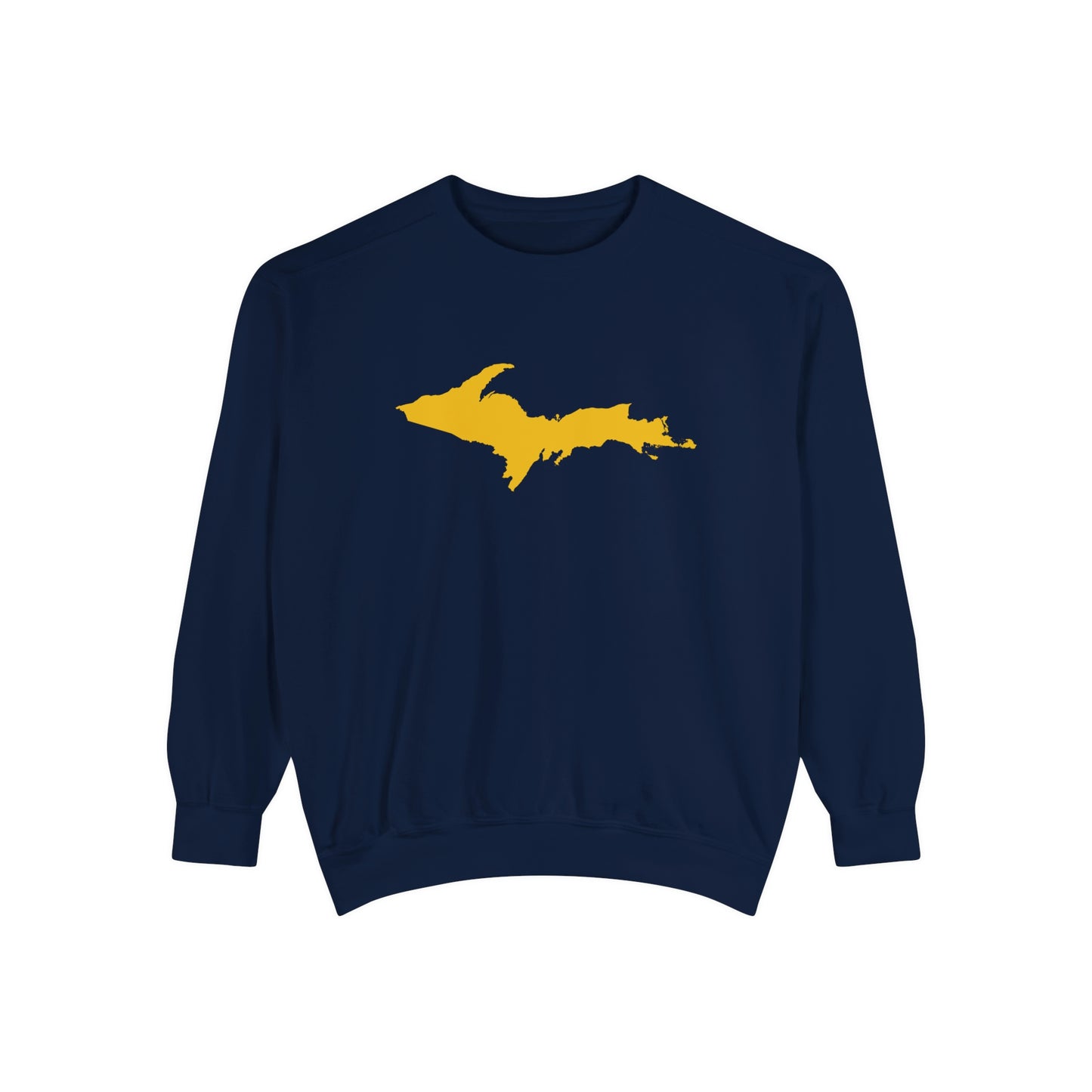 Michigan Upper Peninsula Sweatshirt (w/ Gold UP Outline) | Unisex Garment Dyed