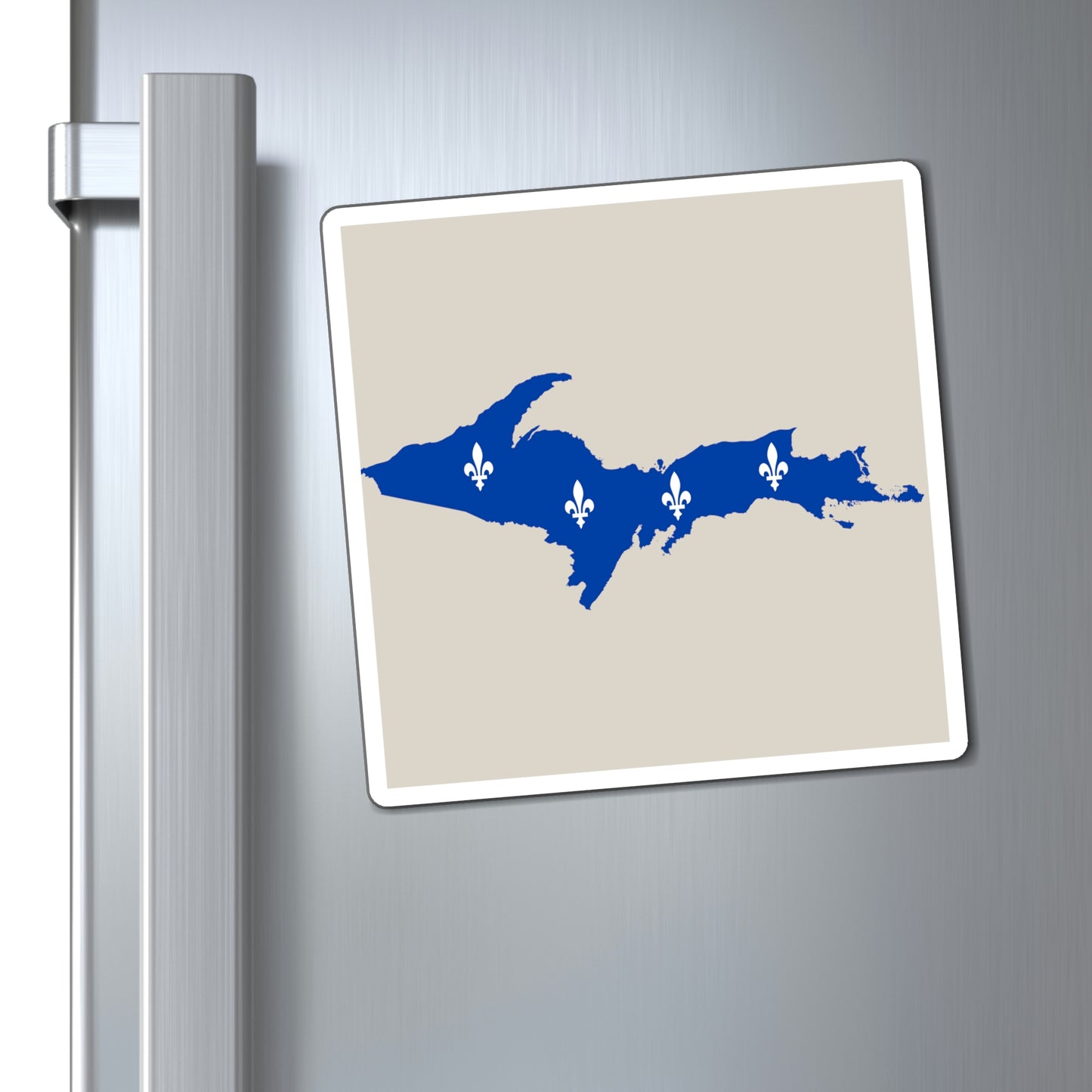 Michigan Upper Peninsula Square Magnet (Canvas Color w/ UP Quebec Flag Outline)