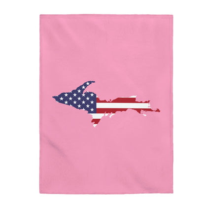 Michigan Upper Peninsula Plush Blanket (w/ UP USA Flag Outline) | '67 Caddie Pink