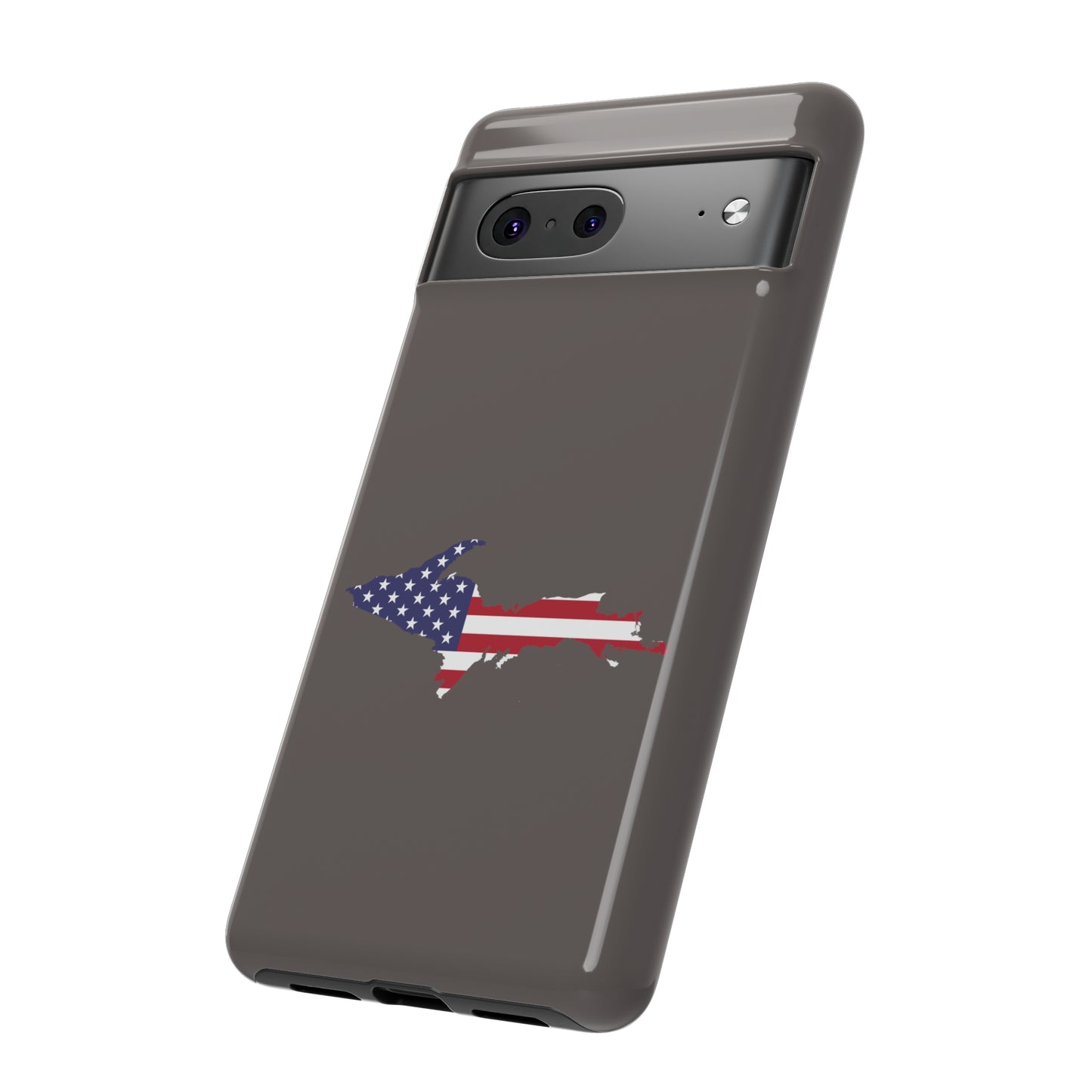 Michigan Upper Peninsula Tough Phone Case (Warren Tank Grey w/ UP USA Flag Outline) | Samsung & Pixel Android