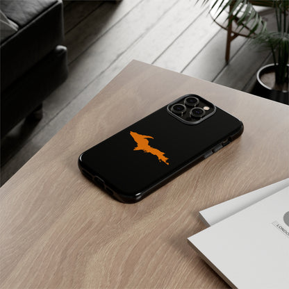 Michigan Upper Peninsula Tough Phone Case (Black w/ Orange UP Outline) | Apple iPhone