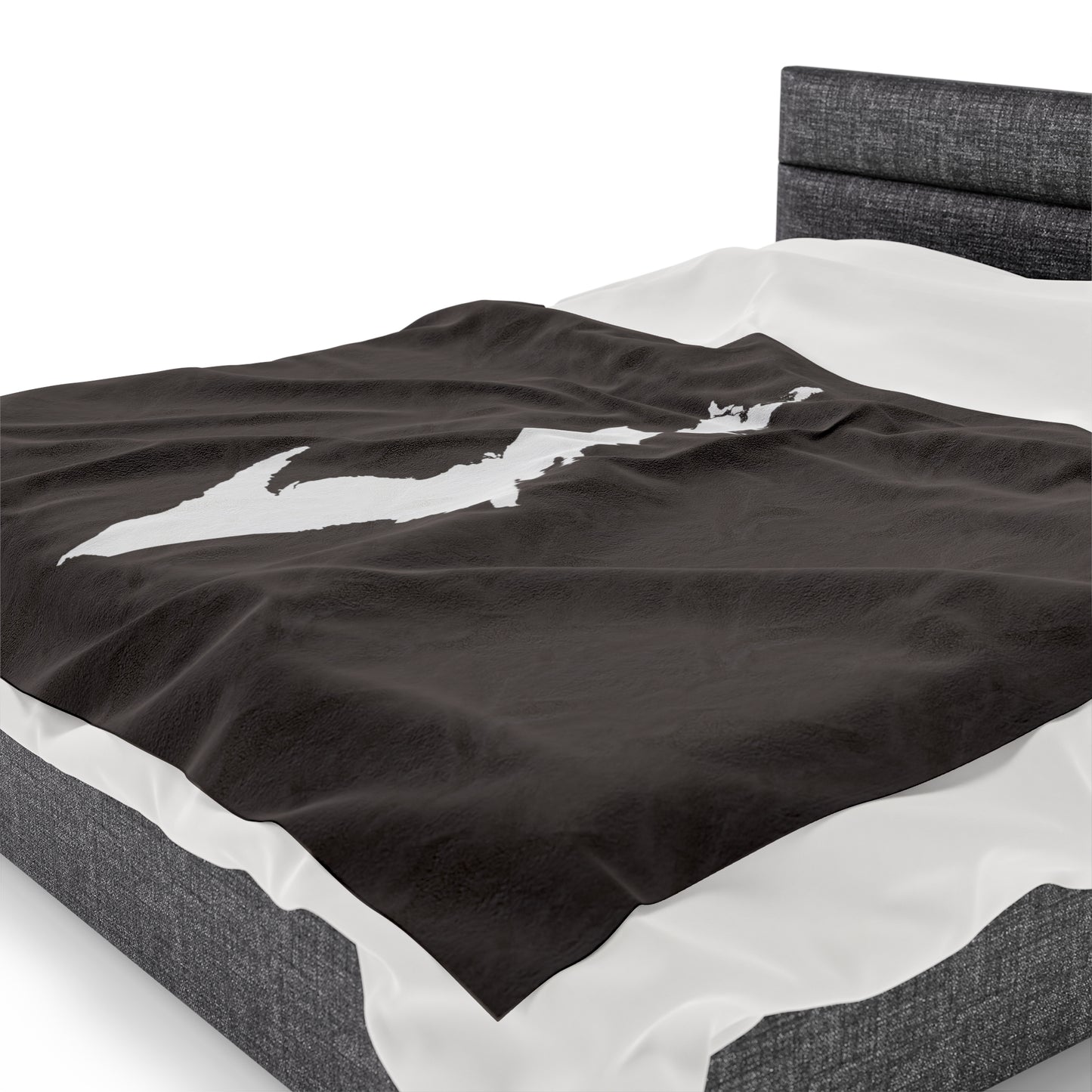 Michigan Upper Peninsula Plush Blanket (w/ UP Outline) | Warren Tank Grey