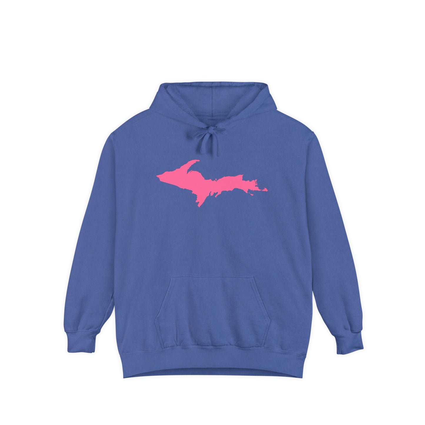 Michigan Upper Peninsula Hoodie (w/ Pink UP Outline) | Unisex Garment-Dyed