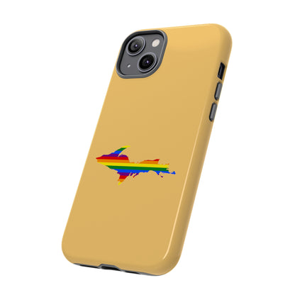 Michigan Upper Peninsula Tough Phone Case (Citrine w/ UP Pride Flag Outline) | Apple iPhone