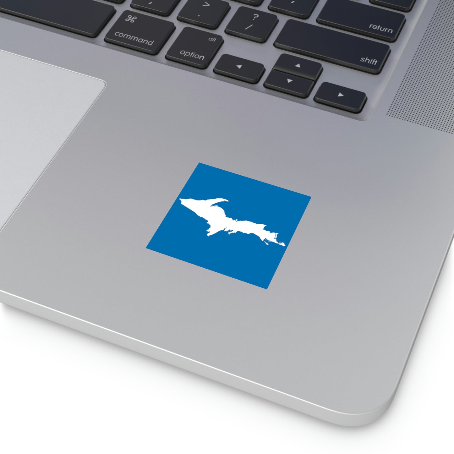 Michigan Upper Peninsula Square Sticker (Azure w/ UP Outline) | Indoor/Outdoor