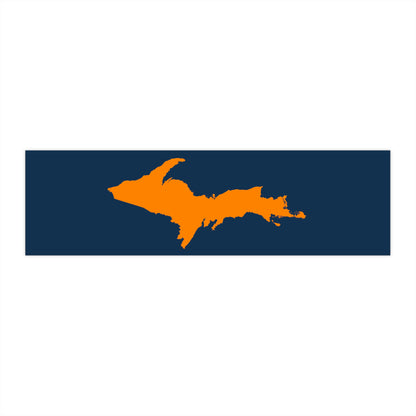 Michigan Upper Peninsula Bumper Sticker (w/ Orange UP Outline) | Navy Background