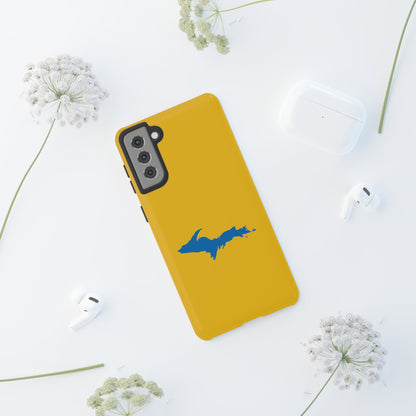 Michigan Upper Peninsula Tough Phone Case (Gold w/ Azure UP Outline) | Samsung & Pixel Android