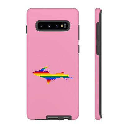 Michigan Upper Peninsula Tough Phone Case ('67 Caddie Pink w/ UP Pride Flag Outline) | Samsung & Pixel Android