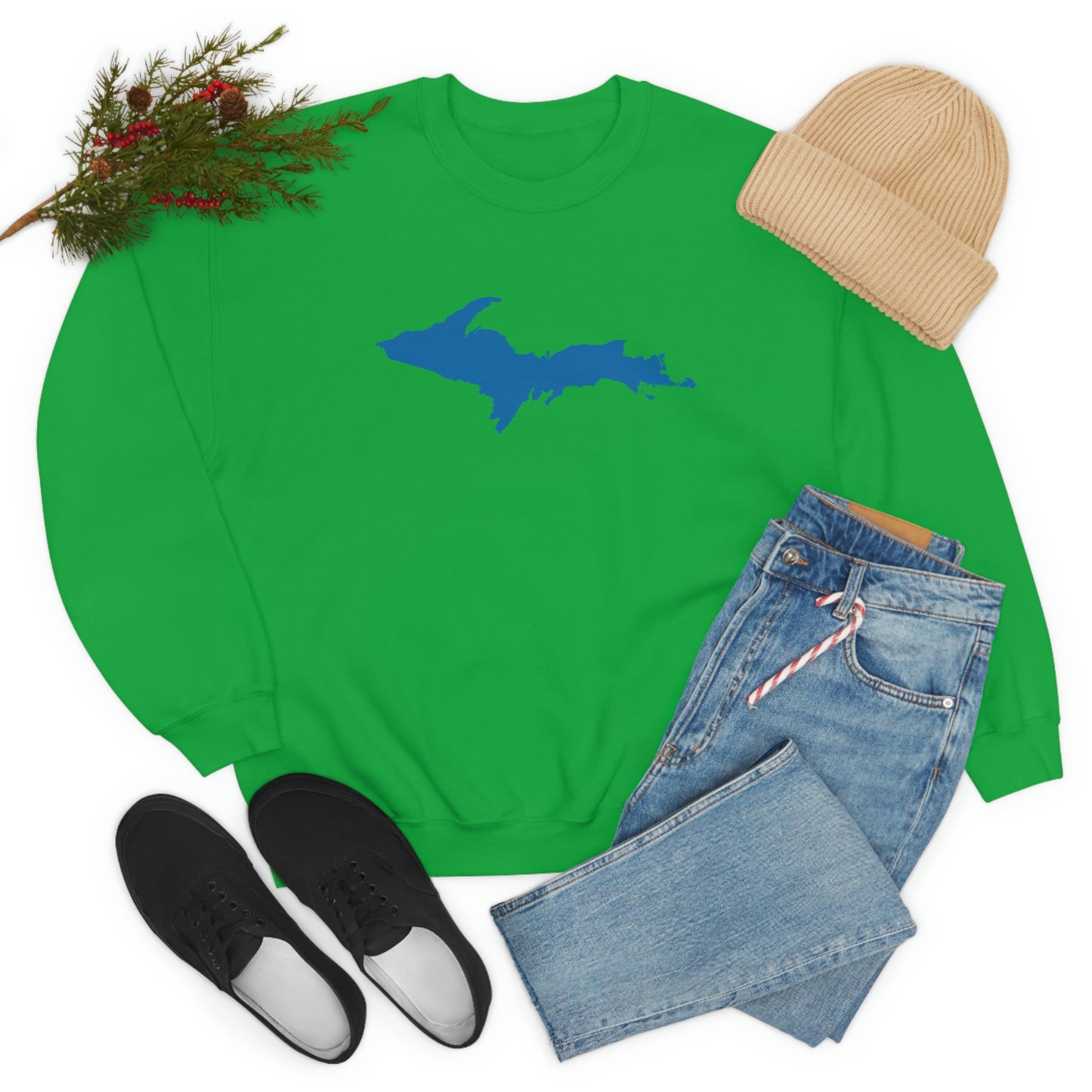 Michigan Upper Peninsula Sweatshirt (w/ Azure UP Outline) | Unisex Standard