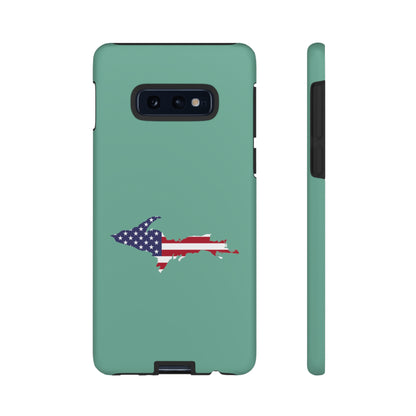 Michigan Upper Peninsula Tough Phone Case ('64 Metallic Mint Green w/ UP USA Flag Outline) | Samsung & Pixel Android