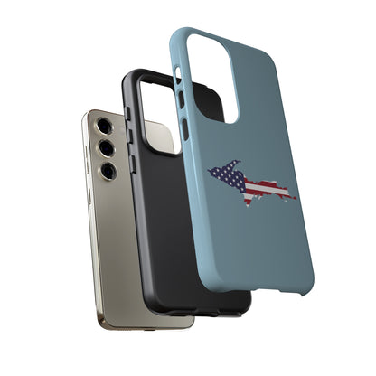 Michigan Upper Peninsula Tough Phone Case (Opal Blue w/ UP USA Flag Outline) | Samsung & Pixel Android