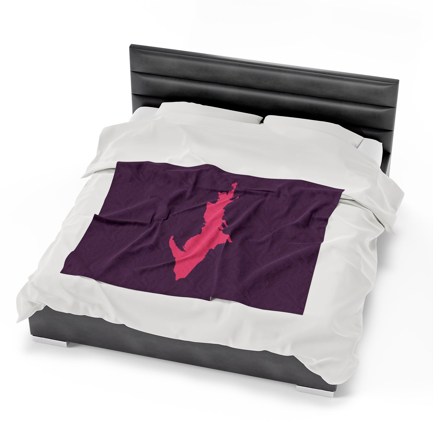 Michigan Upper Peninsula Plush Blanket (w/ Pink UP Outline) | Plum