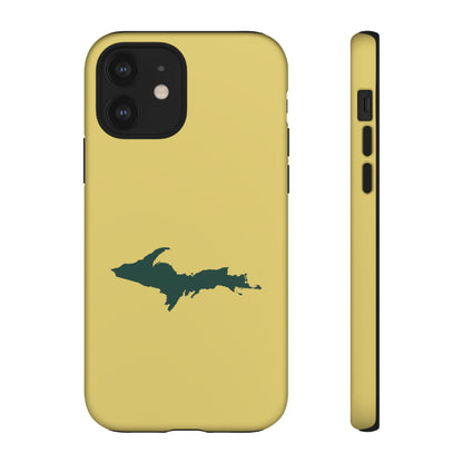 Michigan Upper Peninsula Tough Phone Case (Plum Yellow w/ Green UP Outline) | Apple iPhone