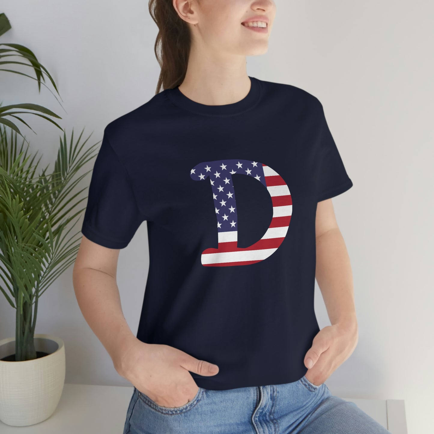 Detroit 'Old French D' T-Shirt (w/ USA Flag Outline) | Unisex Standard Fit