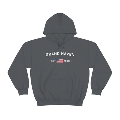 'Grand Haven EST 1835' Hoodie (w/USA Flag Outline) | Unisex Standard