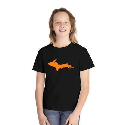 Michigan Upper Peninsula T-Shirt (w/ Orange UP Outline) | Youth Garment-Dyed