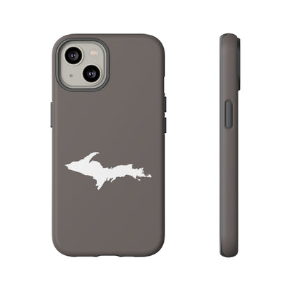 Michigan Upper Peninsula Tough Phone Case (Warren Tank Grey w/ UP Outline) | Apple iPhone