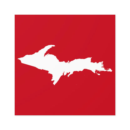 Michigan Upper Peninsula Square Sticker (Red w/ UP Outline) | Indoor/Outdoor