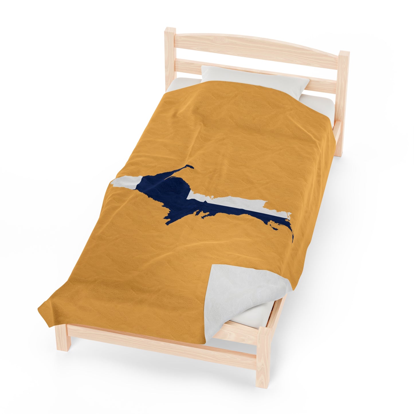 Michigan Upper Peninsula Plush Blanket (w/ UP Finland Flag Outline) | Citrine