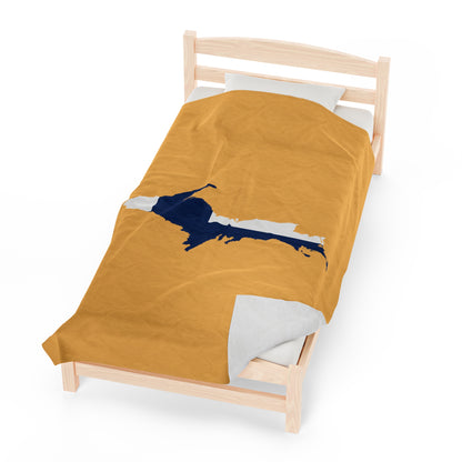 Michigan Upper Peninsula Plush Blanket (w/ UP Finland Flag Outline) | Citrine