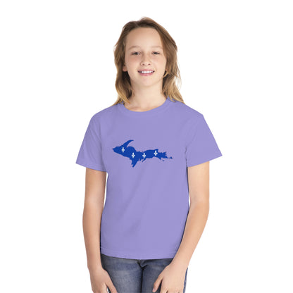 Michigan Upper Peninsula T-Shirt (w/ UP Quebec Flag Outline) | Youth Garment-Dyed