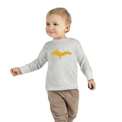 Michigan Upper Peninsula T-Shirt (w/ Gold UP Outline) | Toddler Long Sleeve